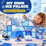 Enfant construisant un palais de glace avec les Magnetic Tiles Frozen Constructions