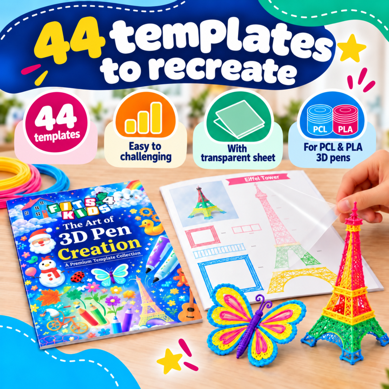 44 Vorlagen zum Nachbauen im 3D Pen Stencil Book 2026 Edition