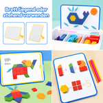 Tangram-Brett der magnetischen Bausteine Tangram Taktiker liegend oder stehend verwenden