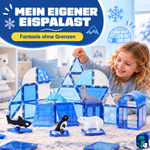 Kind baut einen Eispalast mit den magnetischen Bausteinen Frozen Konstruktionen