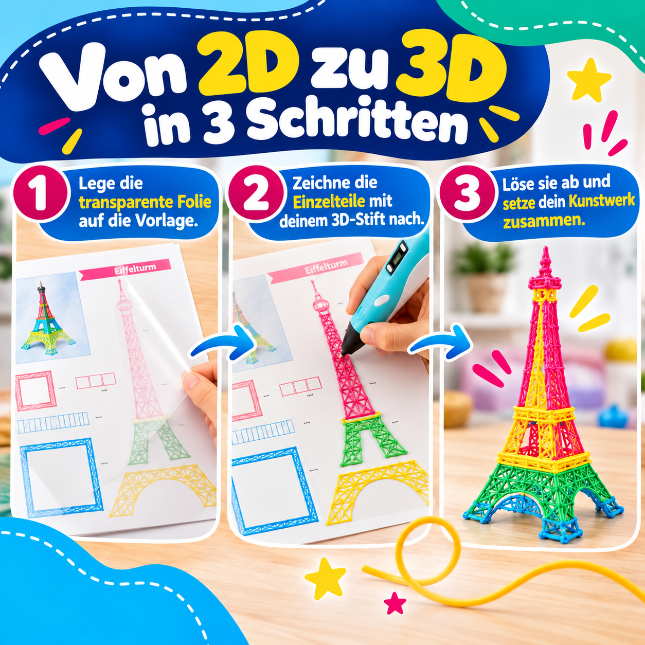 Von 2D zu 3D in 3 Schritten mit dem Schablonenbuch 2026 Edition