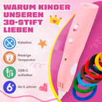 Warum Kinder den kabellosen 3D-Stift (rosa) lieben: kabellos, niedrige Temperatur, USB-C, ab 6 Jahren