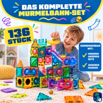 Inhalt der Verpackung: Magnetische Bausteine Marmor-Abenteuerbahn, 136 Teile