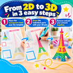 Von 2D zu 3D in 3 einfachen Schritten mit dem 3D Pen Stencil Book 2026 Edition