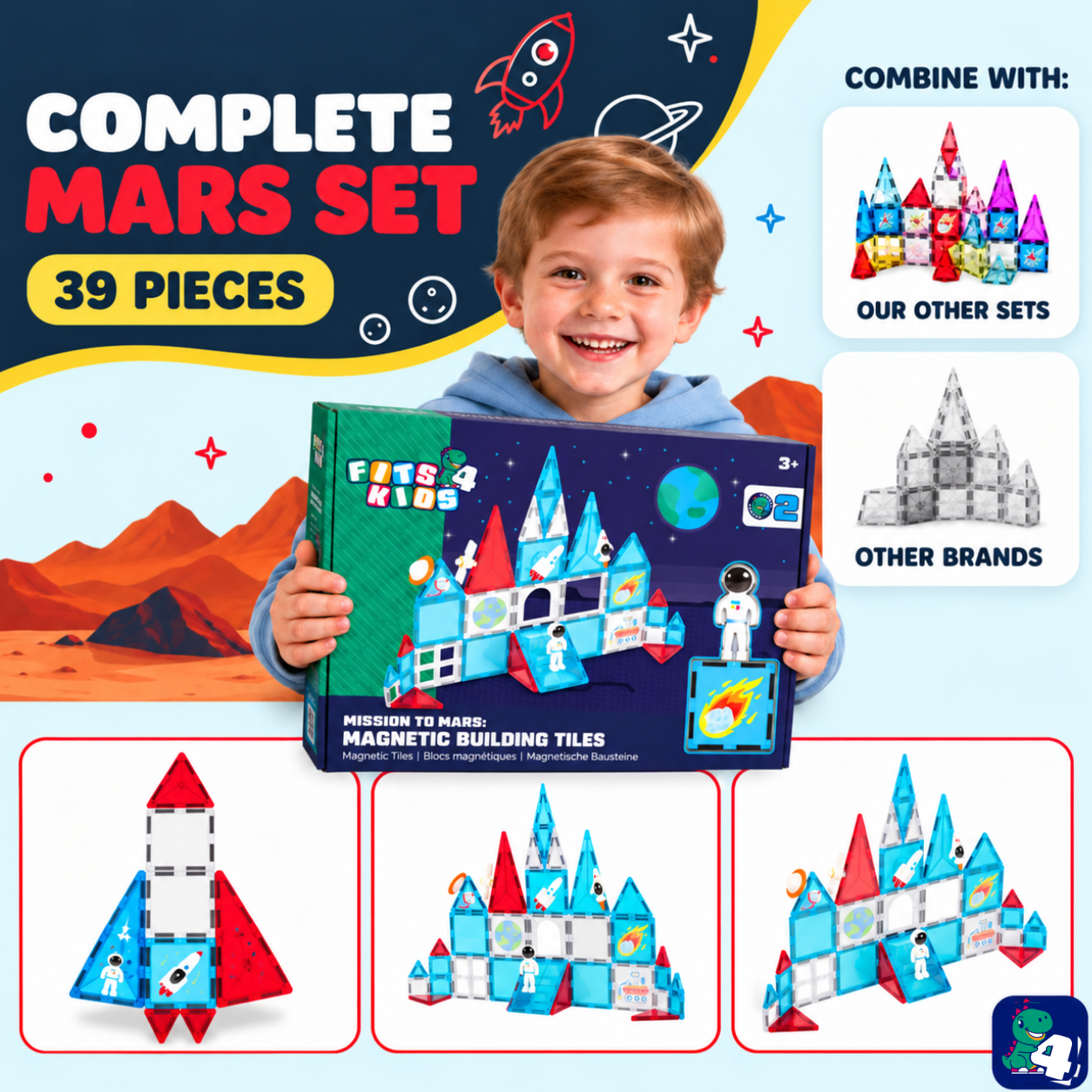 Lieferumfang von Magnetic Tiles Mission to Mars: 39 Teile