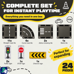 Verpackungsinhalt von Magnetic Tiles Road Trip Rally: 24 Teile