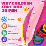 Why kids love the wireless 3D pen (pink): wireless, low temperature, USB-C, from 6 years