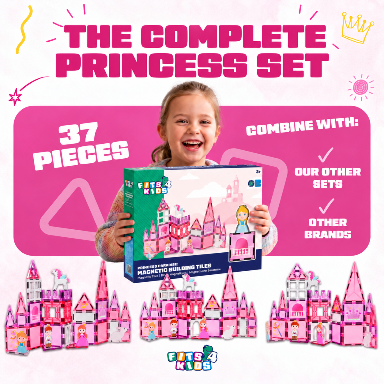 Lieferumfang von Magnetic Tiles Princess Paradise: 37 Teile