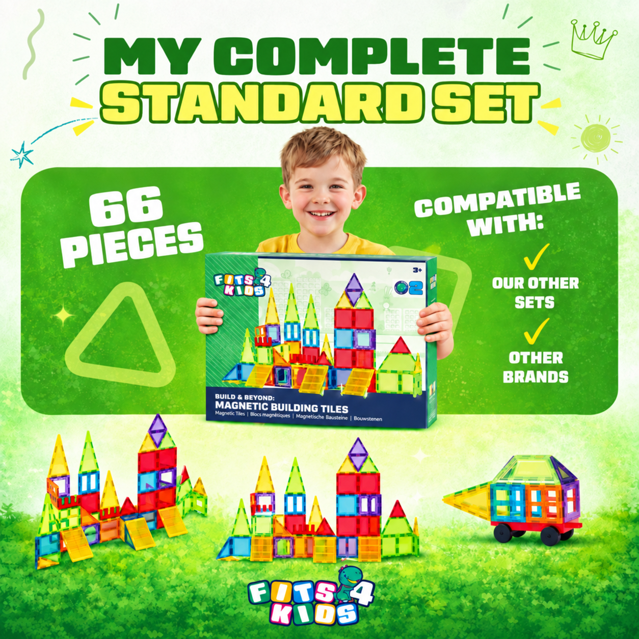 Verpackungsinhalt von Magnetic Tiles Build & Beyond: 66 Teile