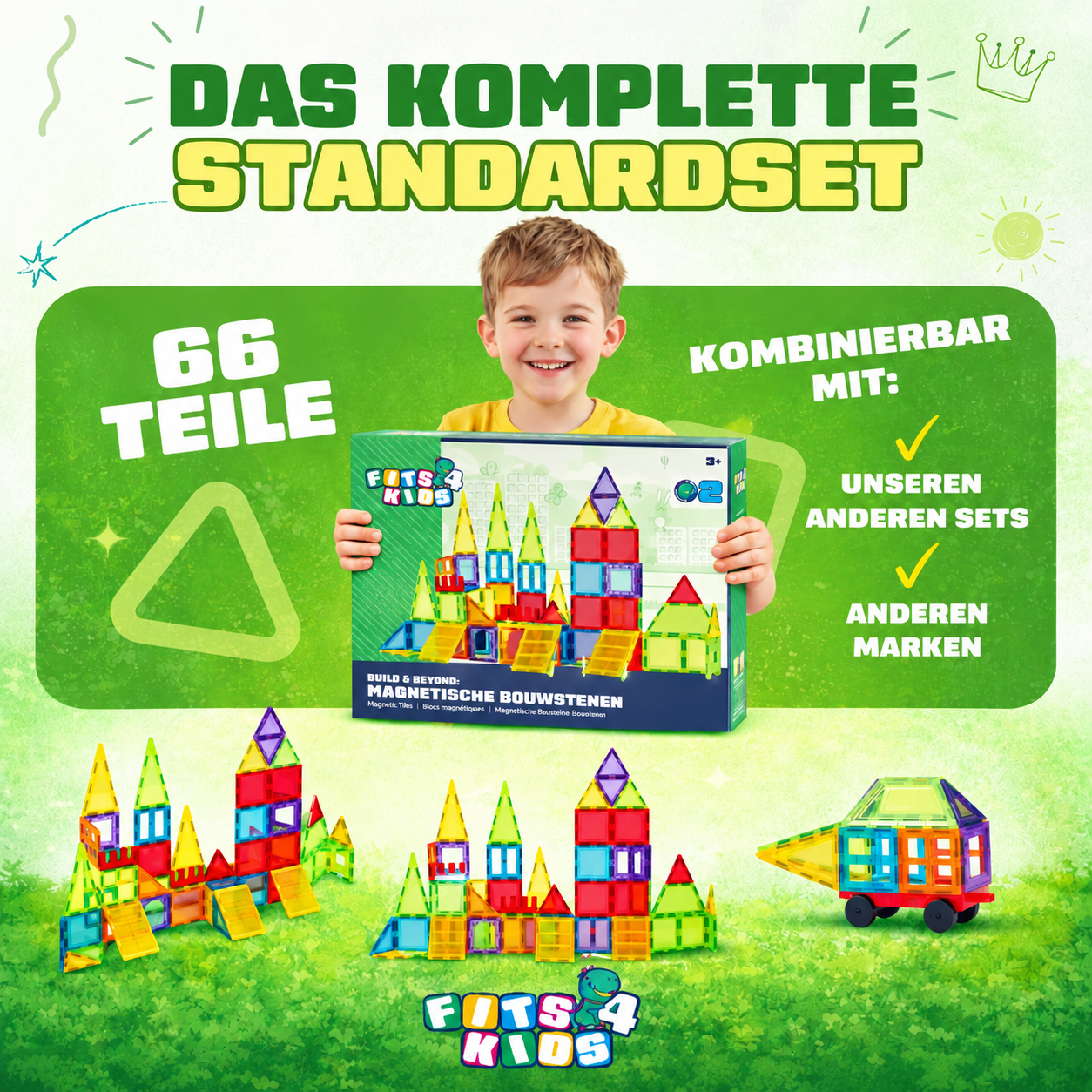 Inhalt der Verpackung: Magnetische Bausteine Bauen & Mehr, 66 Teile
