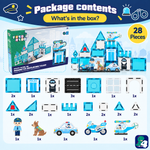Verpackungsinhalt von Magnetic Tiles Police Patrol HQ: 28 Teile