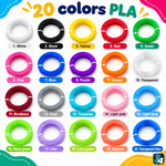 All 20 colours of PLA filament