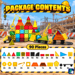 Lieferumfang von Magnetic Tiles Construction Master: 90 Teile