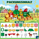 Inhalt der Verpackung: Magnetische Bausteine Bauernhof-Chaos, 76 Teile