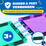 Starke eingebaute Magnete halten die magnetischen Bausteine Marmor-Abenteuerbahn fest zusammen, ab 3 Jahren