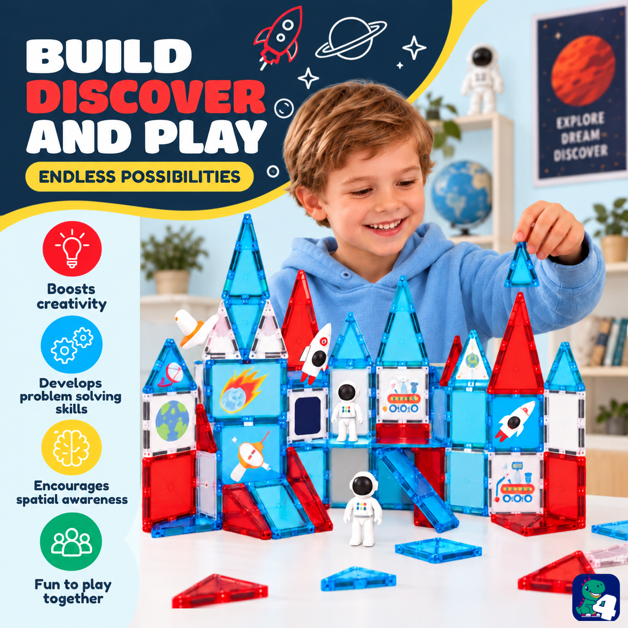 Bauen, entdecken und spielen mit Magnetic Tiles Mission to Mars: unendliche Möglichkeiten