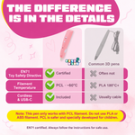 Difference between the wireless PCL 3D pen (pink) and a traditional 3D pen
