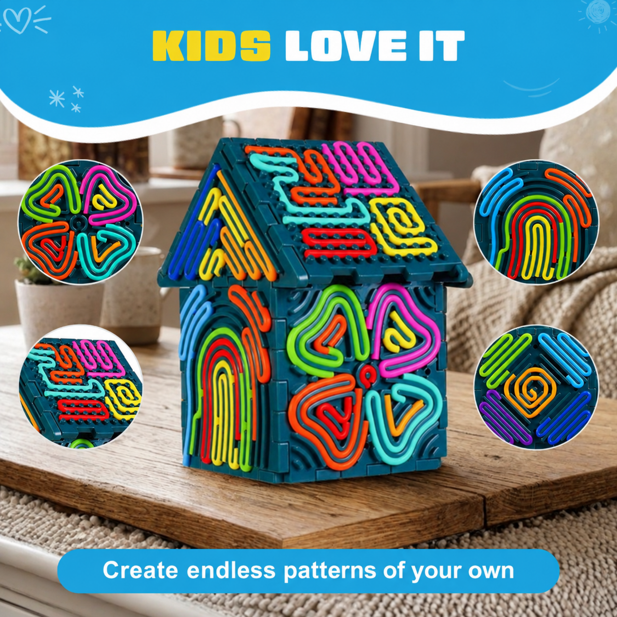 Les enfants adorent le Fidget String Building Set : crée tes propres motifs