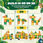 2D- und 3D-Bauideen mit Magnetic Tiles Jungle Journey