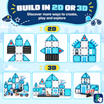 2D- und 3D-Bauideen mit Magnetic Tiles Police Patrol HQ