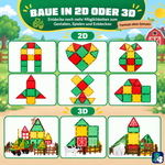 Bauideen in 2D und 3D mit den magnetischen Bausteinen Bauernhof-Chaos