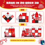 Bauideen in 2D und 3D mit den magnetischen Bausteinen Feuerwehr