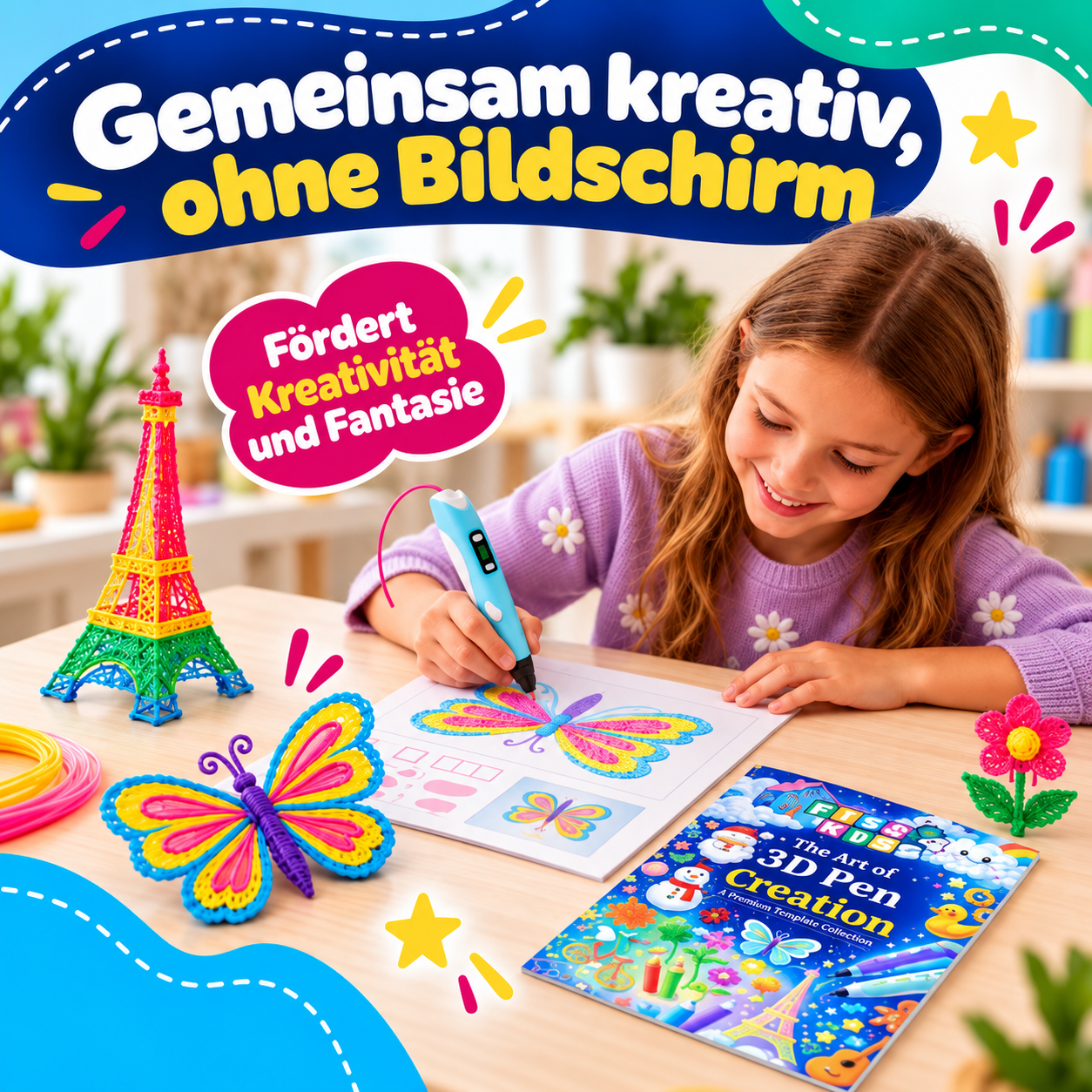 Gemeinsam kreativ ohne Bildschirm mit dem Schablonenbuch 2026 Edition
