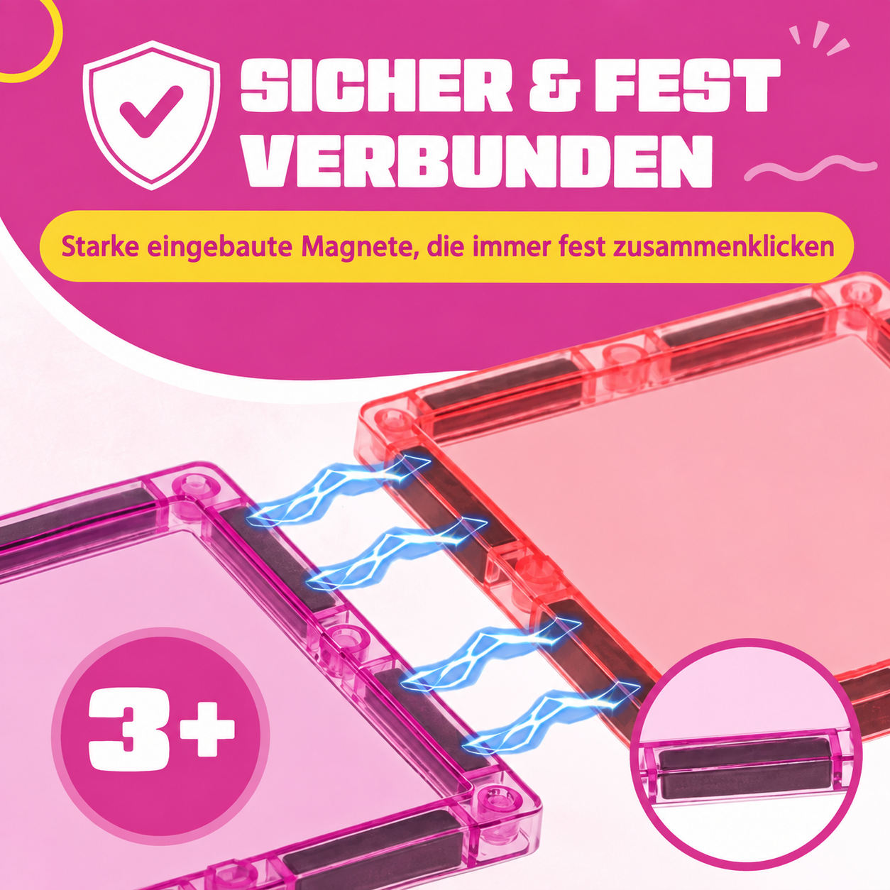 Starke eingebaute Magnete halten die magnetischen Bausteine Prinzessinnenparadies fest zusammen, ab 3 Jahren