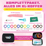Komplettpaket: Inhalt des 3D-Stift Starterset Kabellos (rosa) im XL-Koffer
