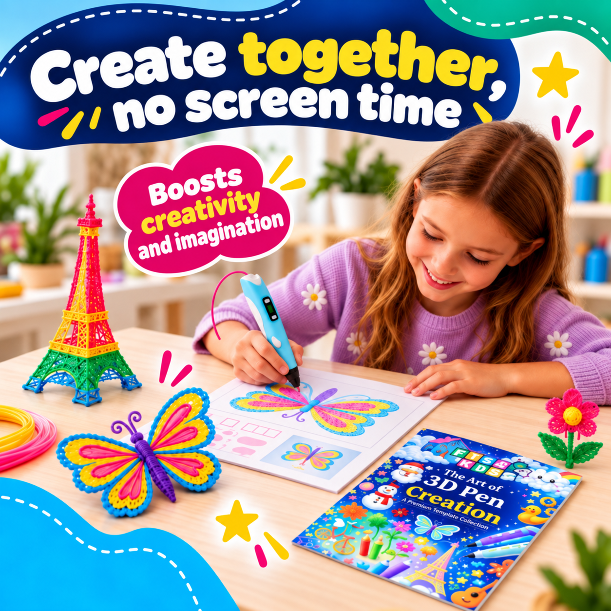 Gemeinsam kreativ ohne Bildschirm mit dem 3D Pen Stencil Book 2026 Edition