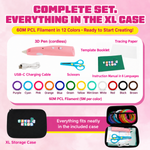 Complete set: contents of the Wireless 3D Pen Starter Kit (pink) in the XL case