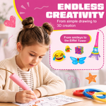 Endless creativity with the wireless 3D pen (pink): from flat drawing to 3D creation