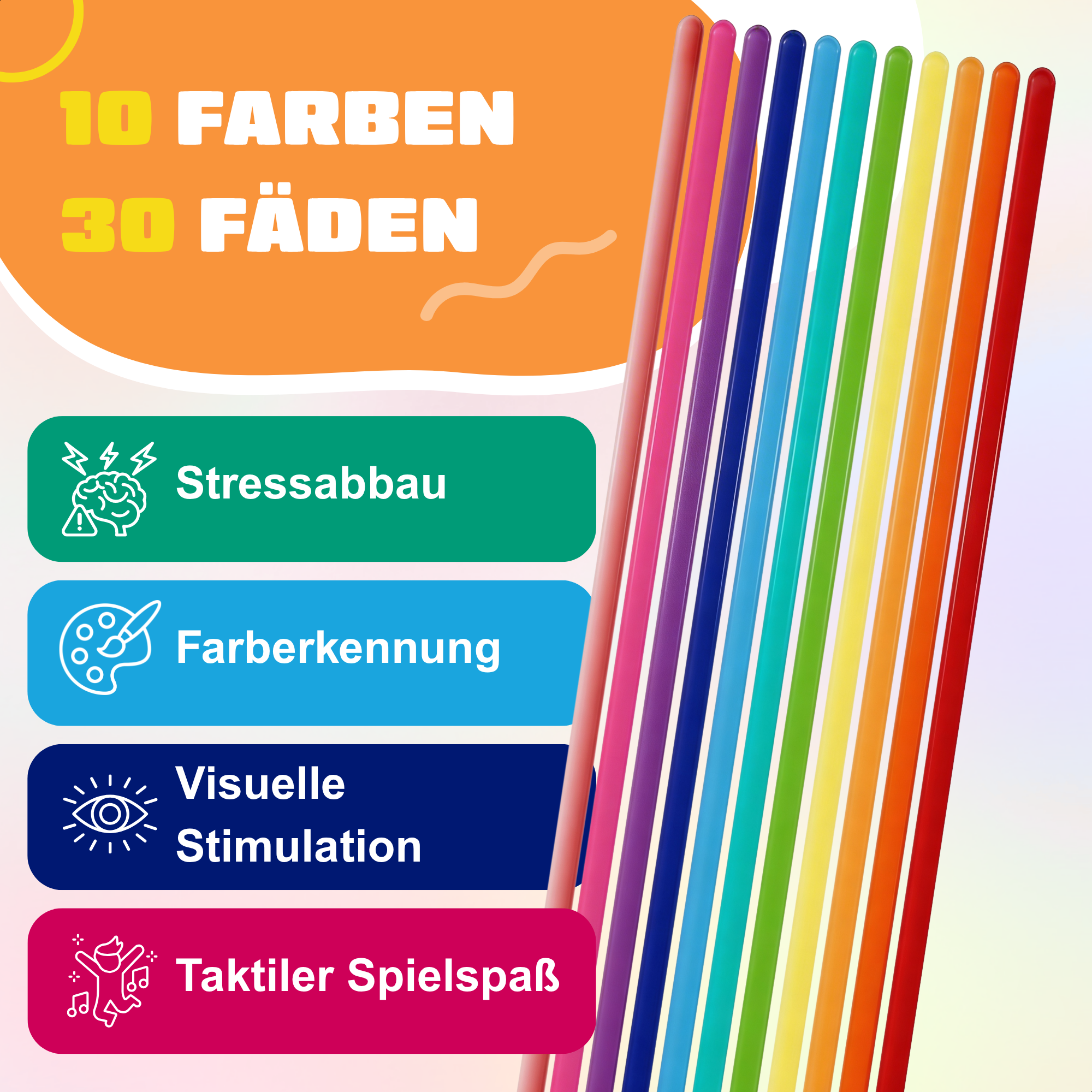30 fils colorés dans le kit de construction Fidget-Fäden