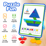 Plaisir de puzzle avec Magnetic Tiles Tangram Tactician : 70 cartes, aimants puissants et différents niveaux