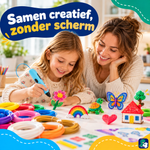 Mutter und Kind kreativ zusammen mit PCL-Filament, ohne Bildschirm