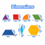 Dimensions des formes de tangram dans Magnetic Tiles Tangram Tactician