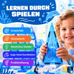 Kind spielt mit den magnetischen Bausteinen Frozen Konstruktionen: gut für Kreativität, Feinmotorik und räumliches Denken