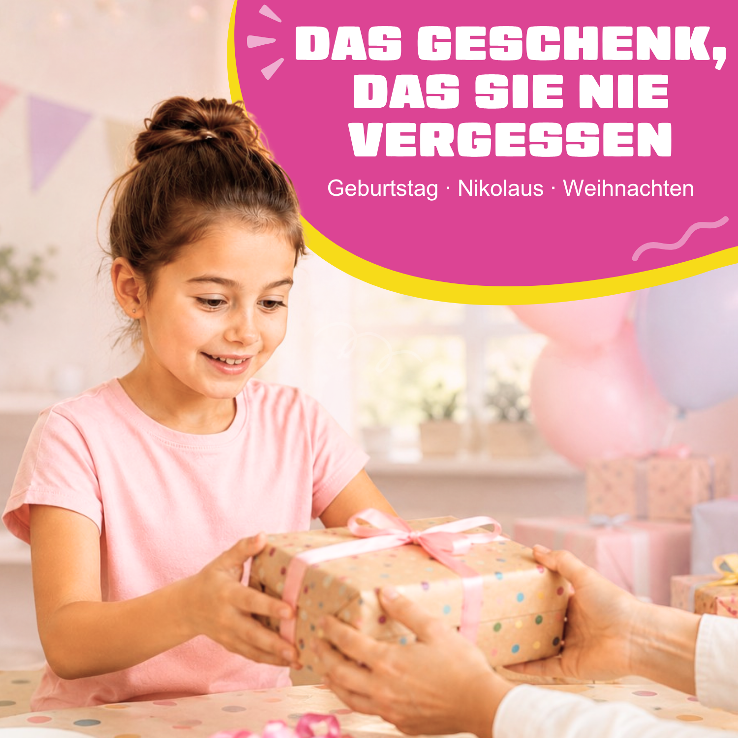 Kind bekommt das 3D-Stift Starterset Kabellos (rosa) geschenkt
