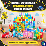 Große Bauwelt: Kombiniere Magnetic Tiles Road Trip Rally mit anderen Sets