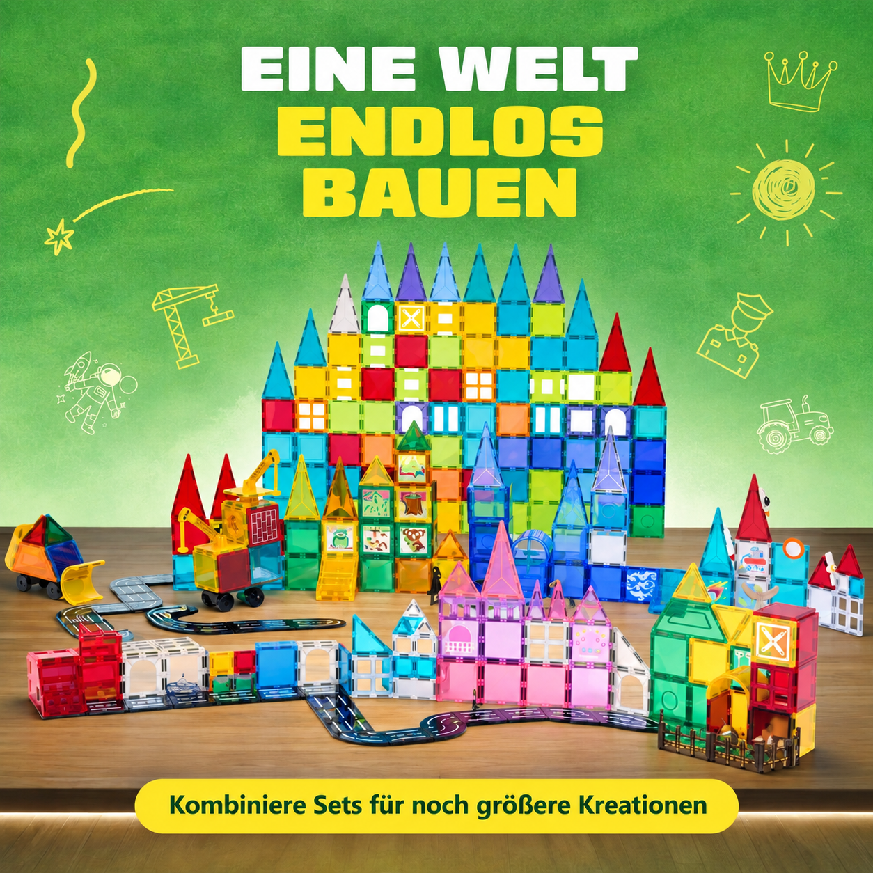 Große Bauwelt: die magnetischen Bausteine Bauen & Mehr mit anderen Sets kombinieren