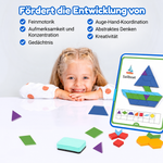 Kind spielt mit den magnetischen Bausteinen Tangram Taktiker: fördert Feinmotorik, Konzentration und Kreativität
