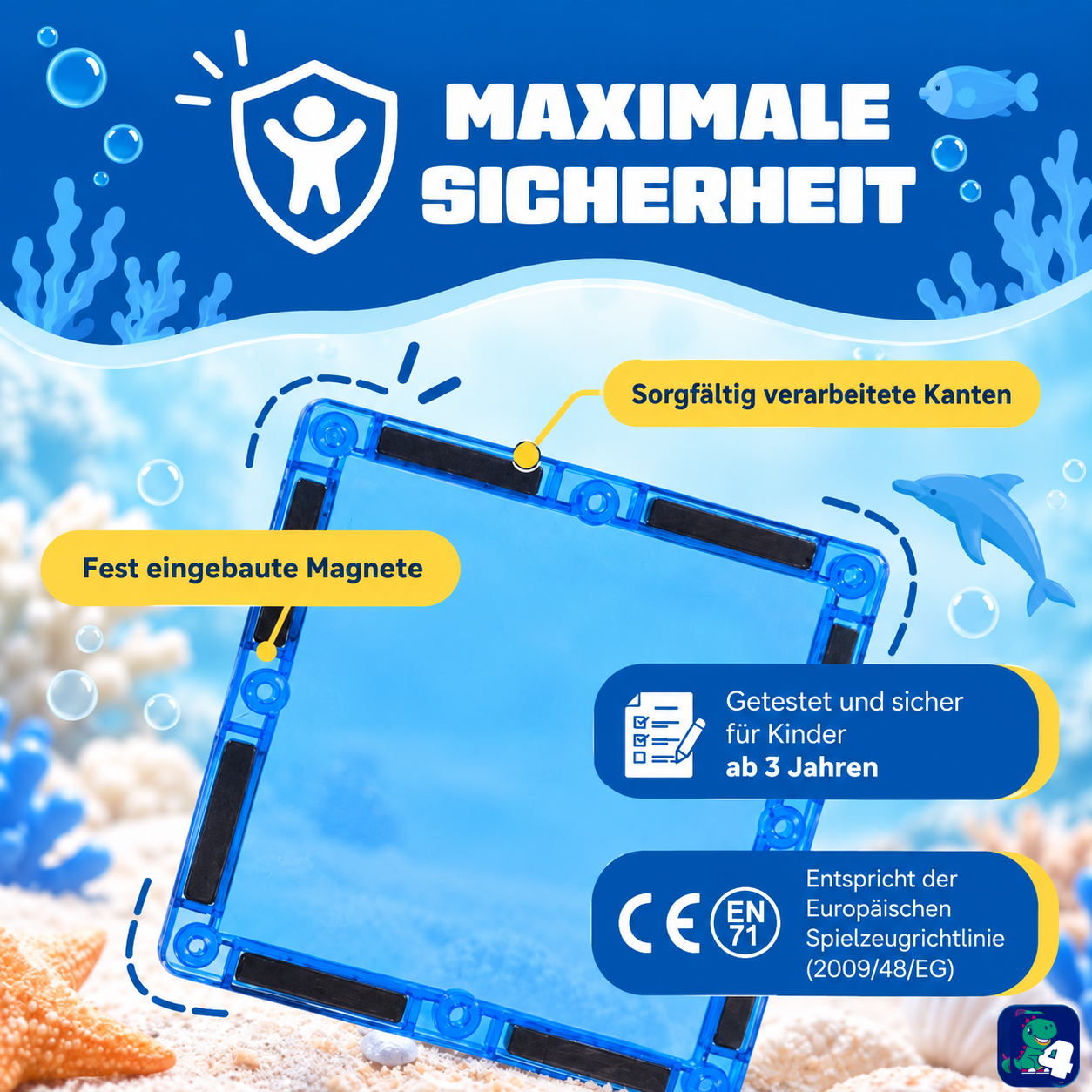 Sicherheit der magnetischen Bausteine Frozen Konstruktionen: eingeschlossene Magnete, abgerundete Kanten und CE-Kennzeichnung