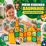 Kind baut ein Baumhaus mit den magnetischen Bausteinen Dschungelreise