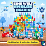 Große Bauwelt: die magnetischen Bausteine Polizeipatrouillen-Hauptquartier mit anderen Sets kombinieren