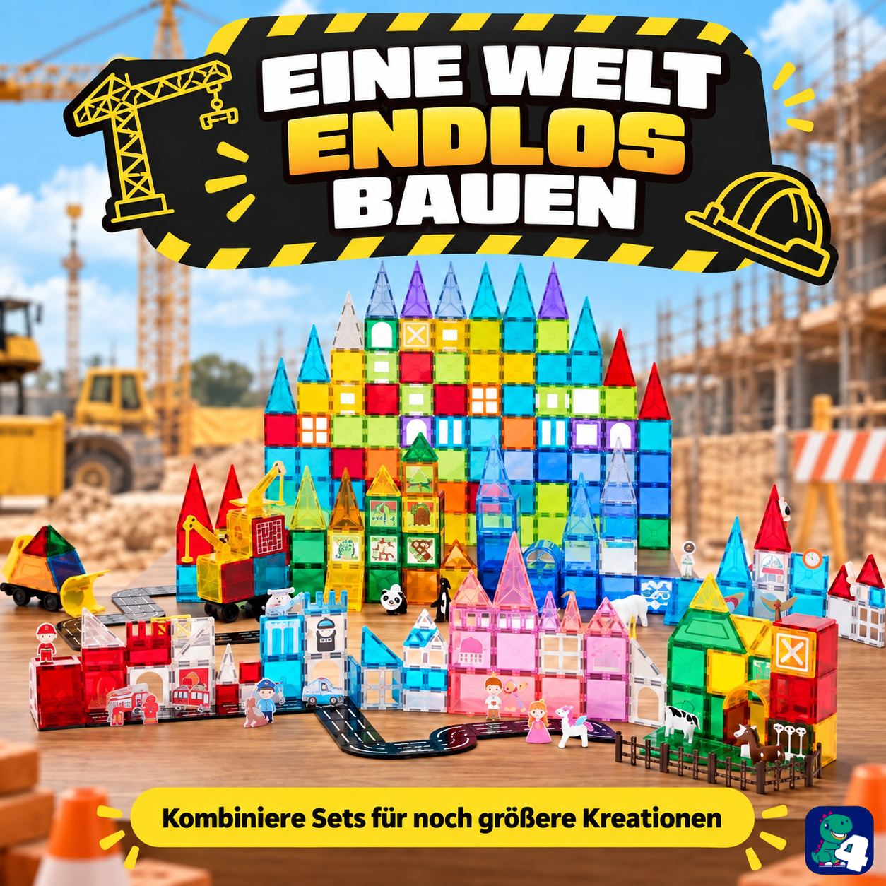 Große Bauwelt: die magnetischen Bausteine Bau-Meister mit anderen Sets kombinieren