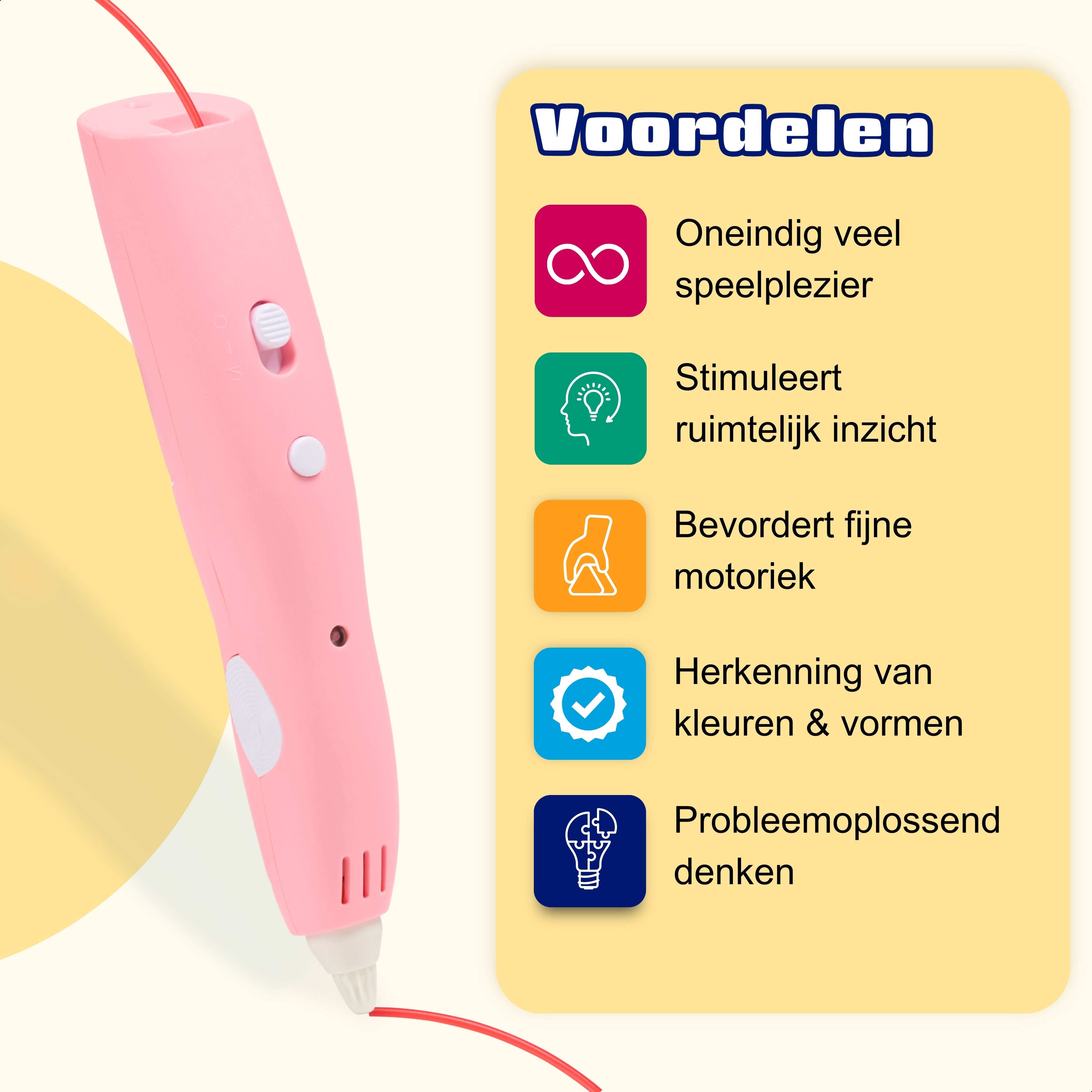 Voordelen van de roze 3D Pen Race Kit van Fits4Kids voor kinderen