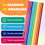 Fidget Draden bouwset van Fits4Kids met 30 draadjes in 10 kleuren voor stressverlichting en visuele stimulatie