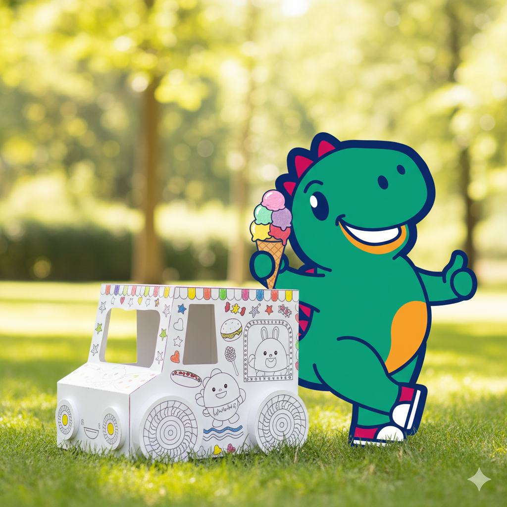 Smarty poseert bij de DIY ijswagen