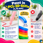 Passt in PCL-3D-Stifte mit 1,75 mm, nicht in PLA-Stifte