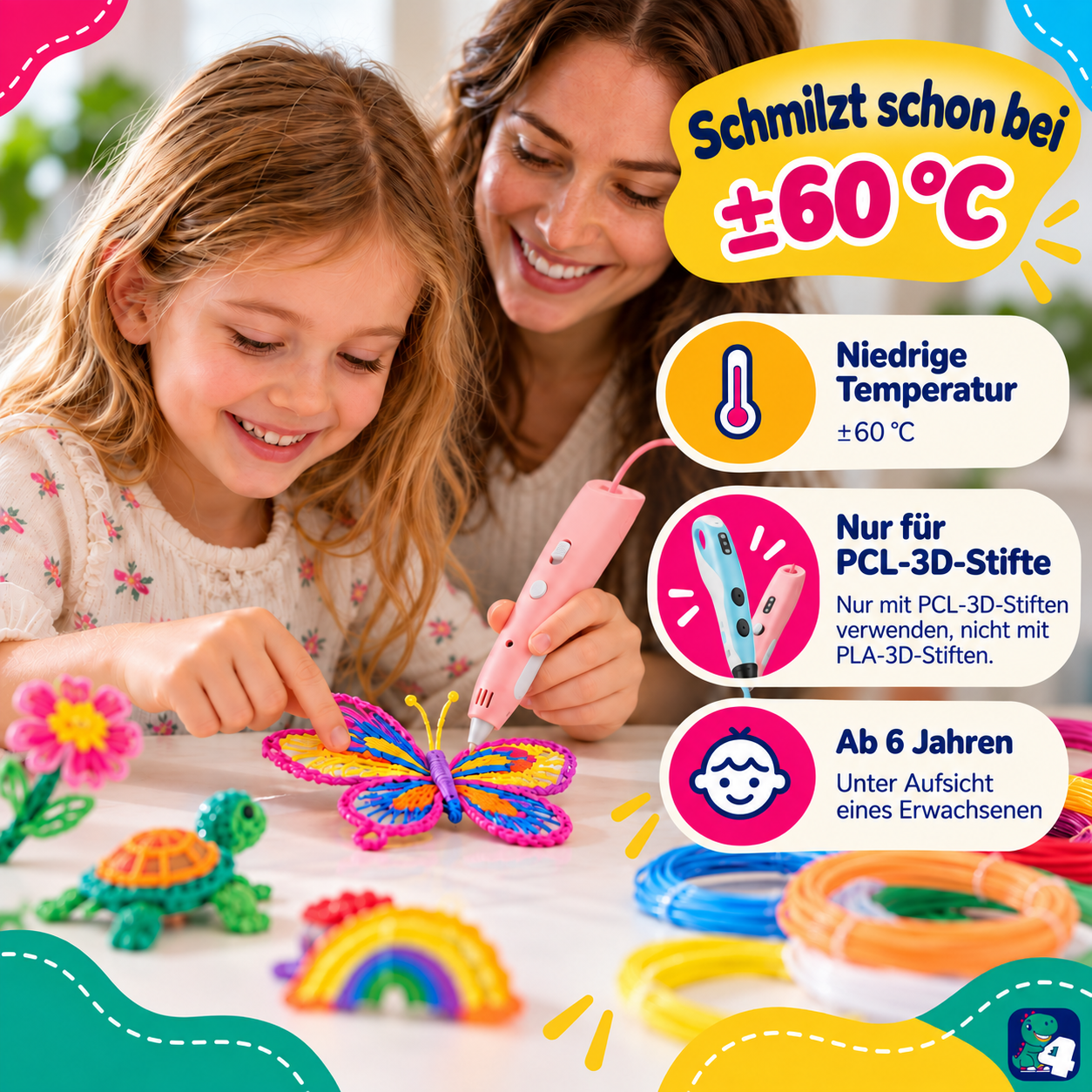 Schmilzt bei etwa 60 Grad, ab 6 Jahren unter Aufsicht